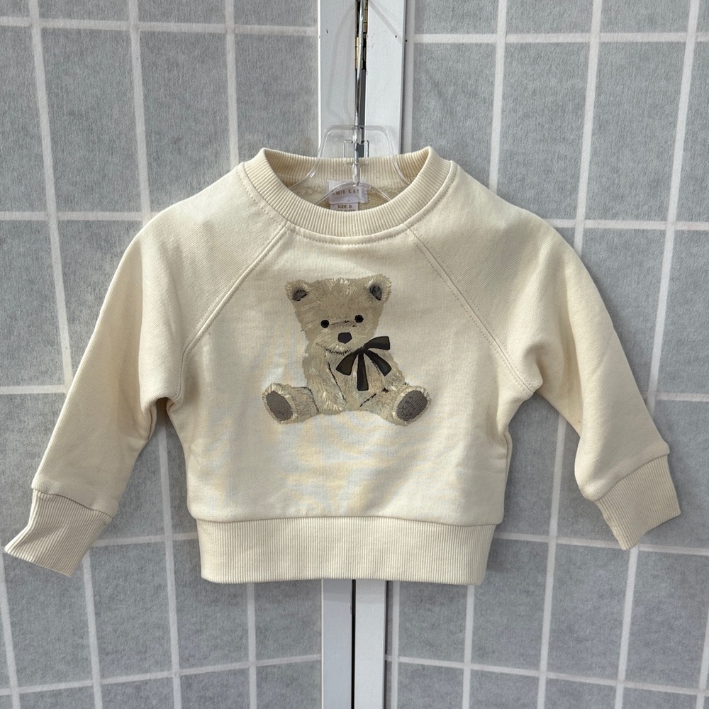 Jamie Kay Cream Teddy Bear Kids Sweatshirt Size 6-12 M